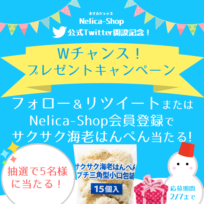 Nelica-Shop公式Twitter開設記念！～ Wチャンス プレゼント